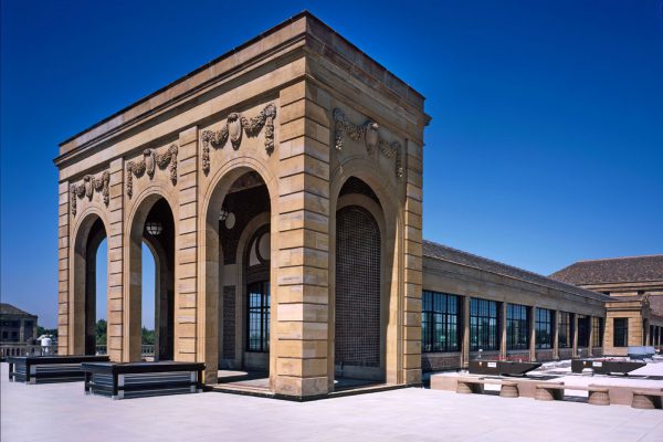 Stone entrance pavilion