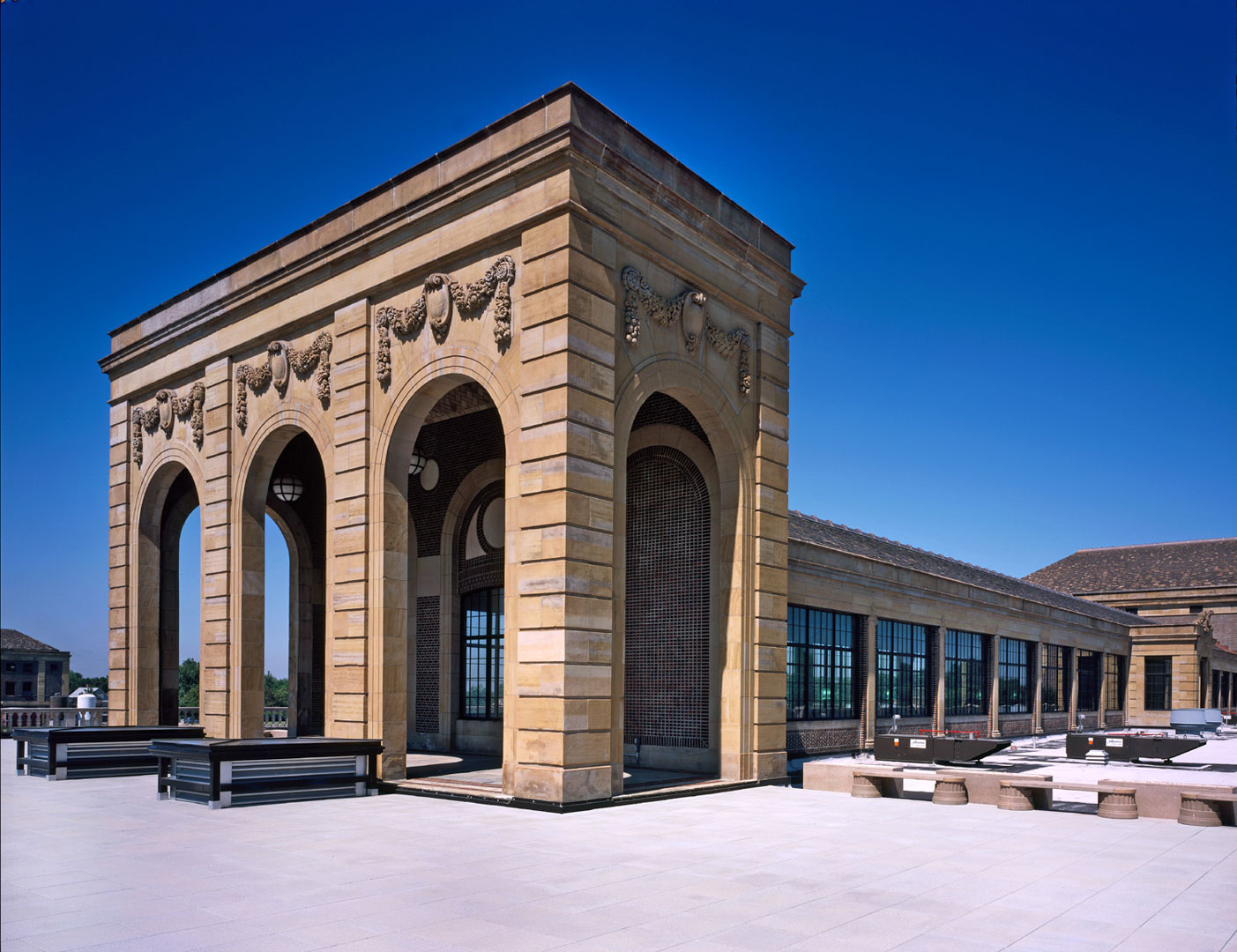 Stone entrance pavilion