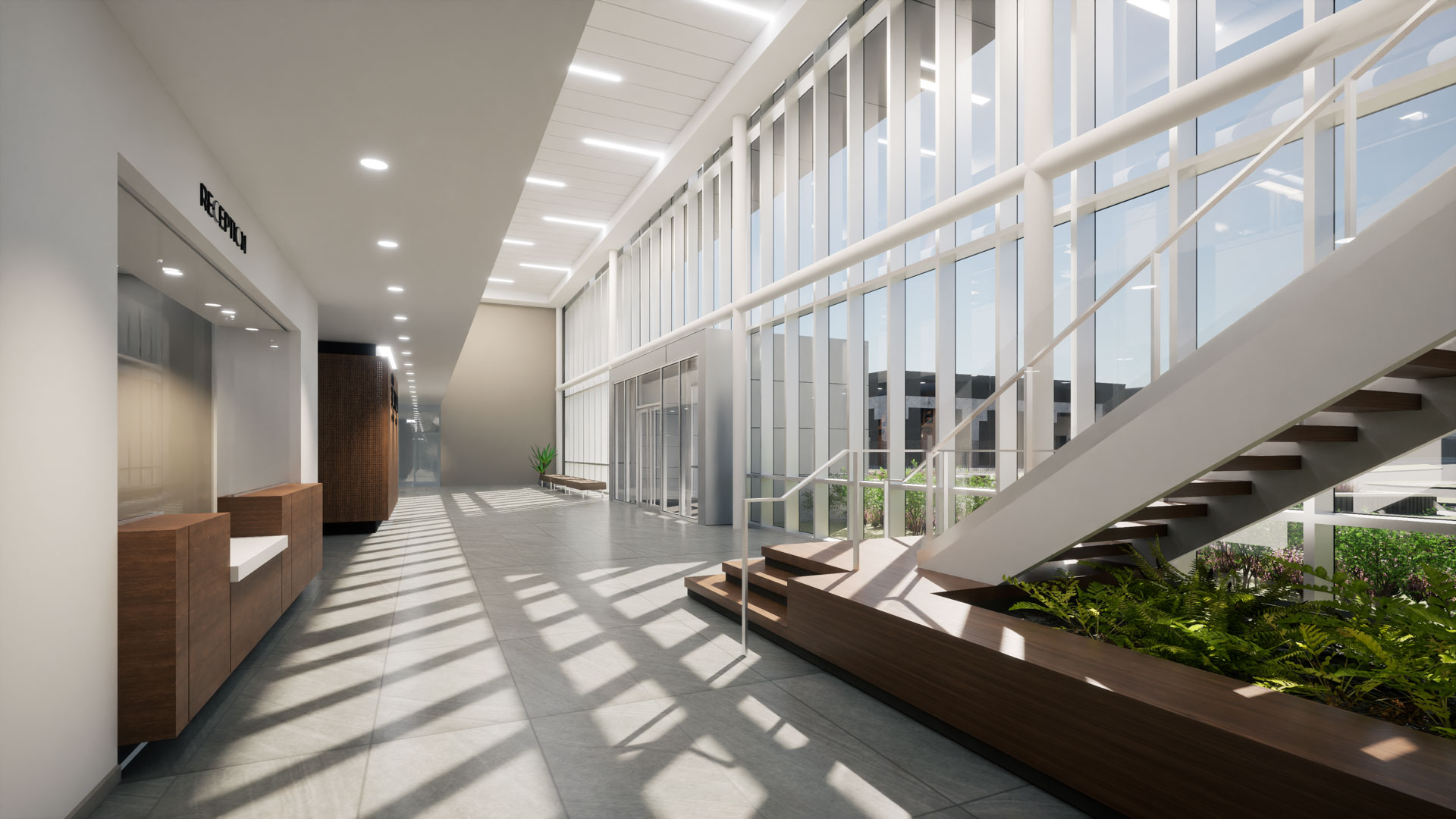 Reception and monumental stair
