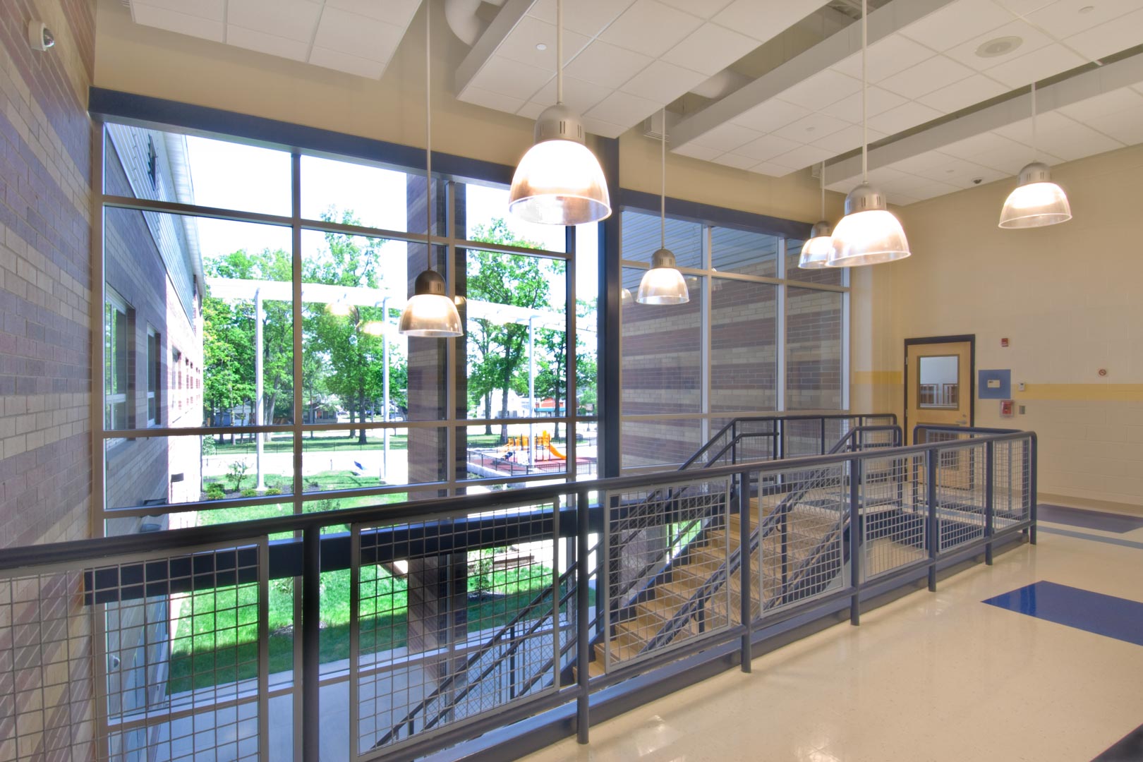 Double-height entrance lobby and monumental staircase