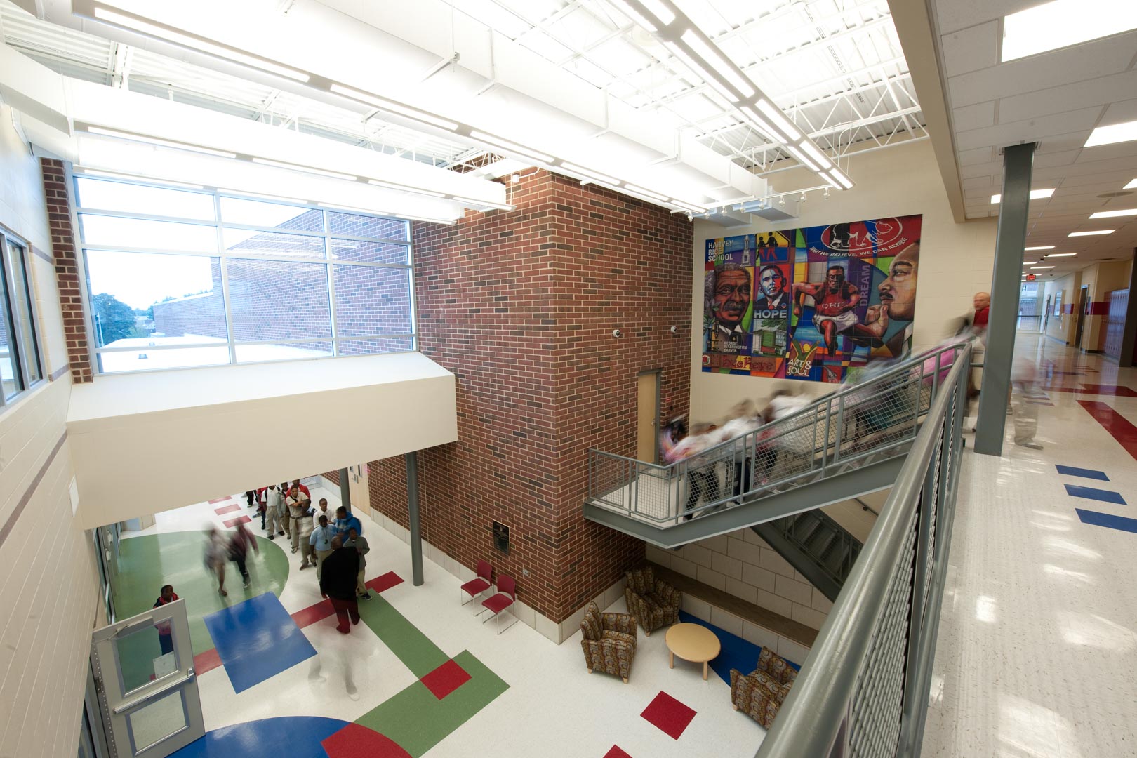 Double-height entrance lobby and monumental staircase