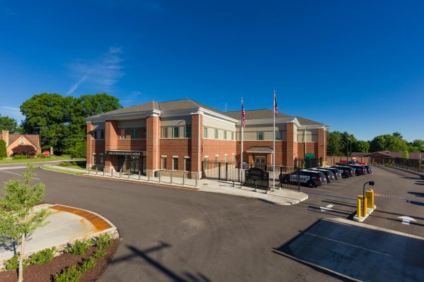 Exterior and patrol car parking lot