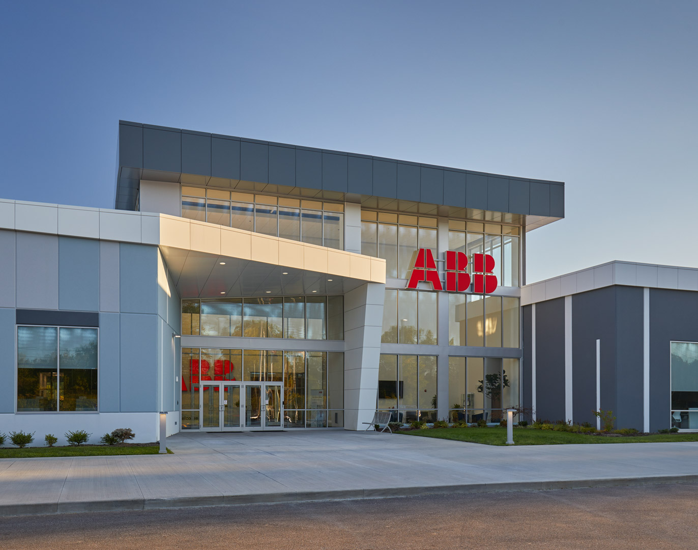 Exterior of entrance pavilion and atrium