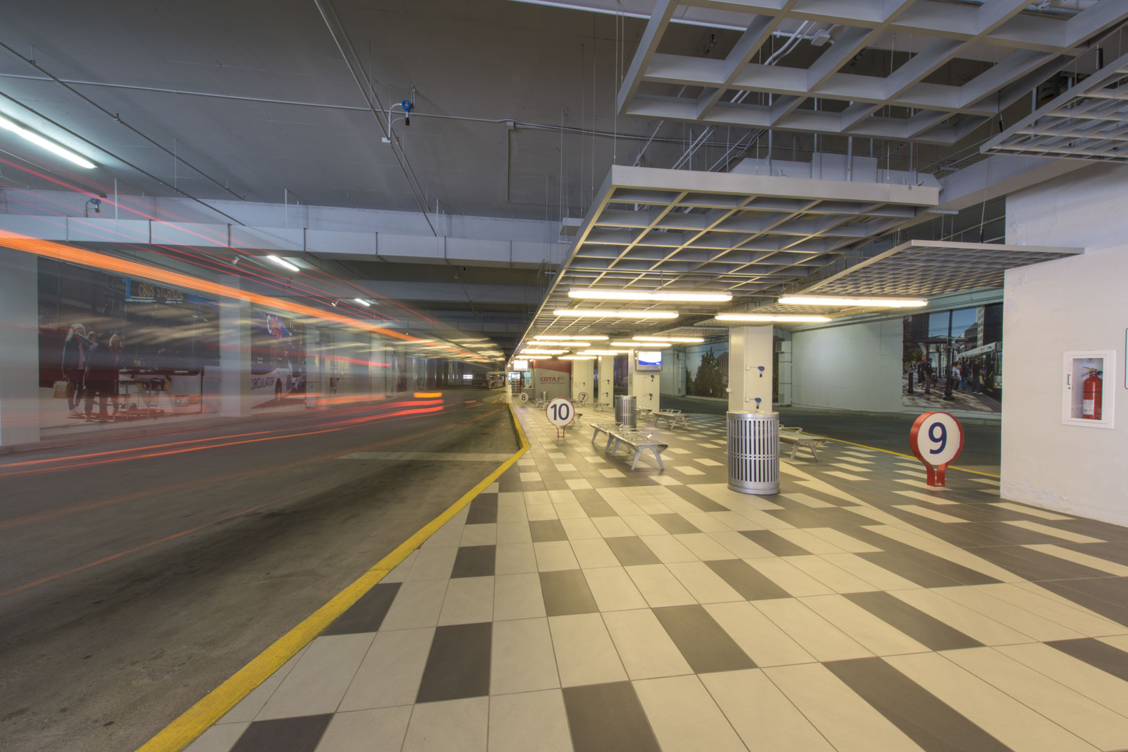 Alternate view of passenger area showing new mural and ceiling feature