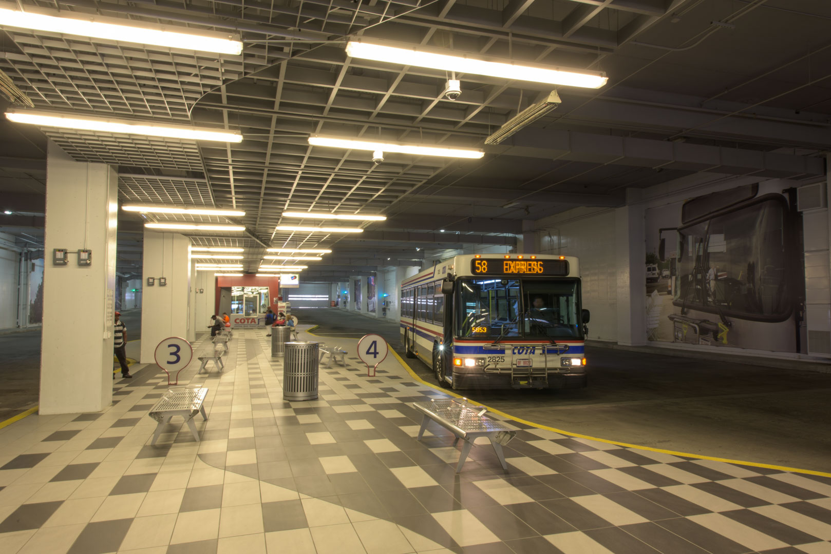 Passenger area showing new mural and ceiling feature