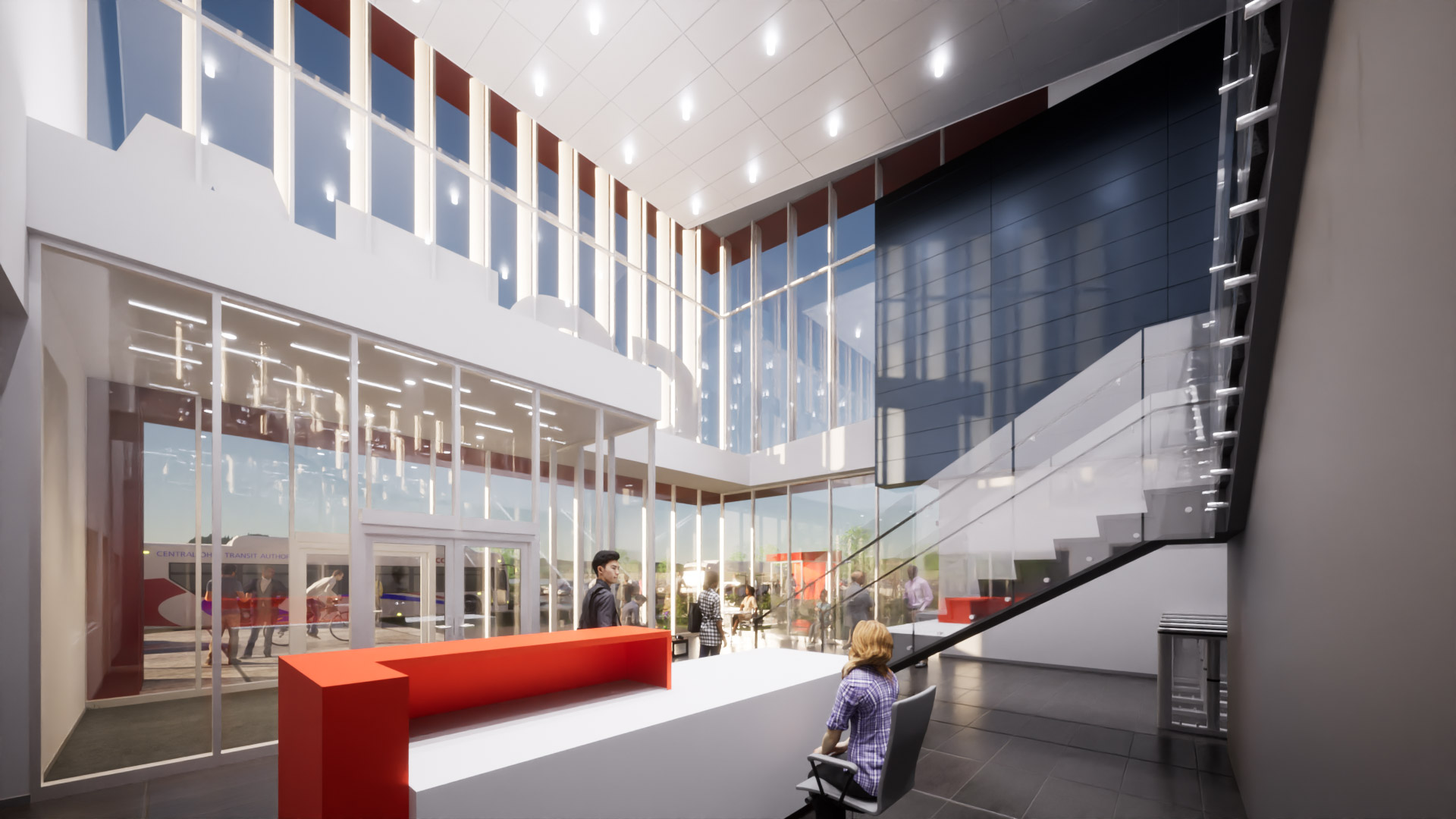 Interior rendering of public lobby