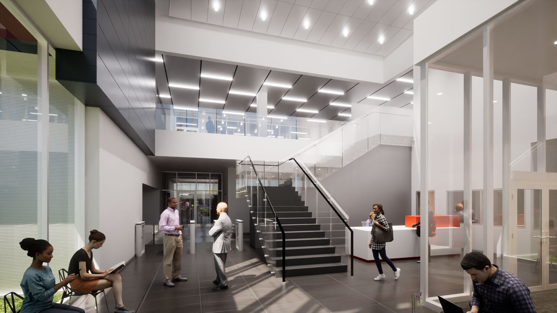 Interior rendering of public lobby