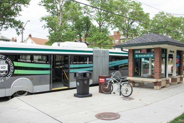 Bus stop and bicycle rack