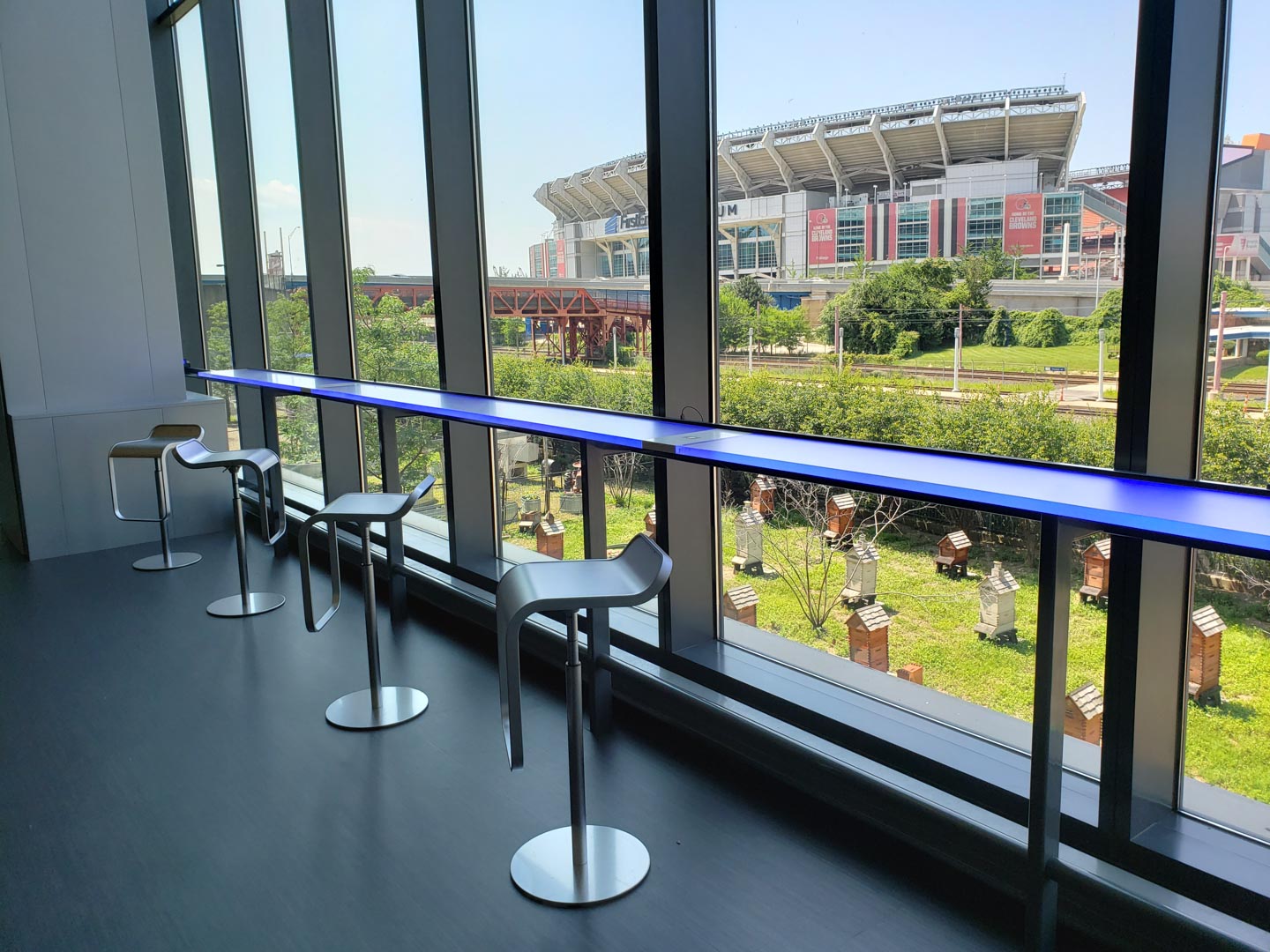Bar seating with views to First Energy Stadium