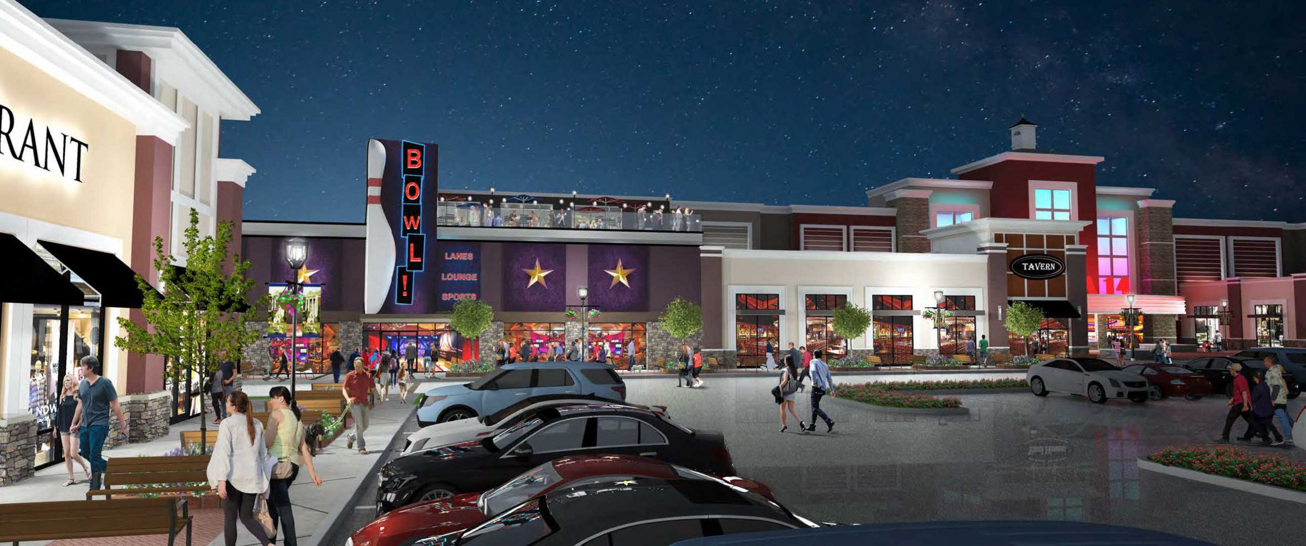 Exterior concept rendering at night