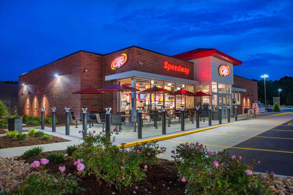 Speedway exterior at night