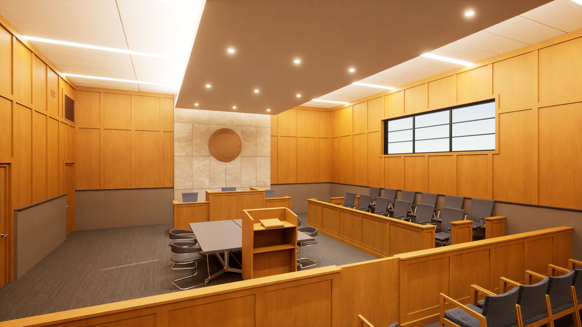 Courtroom, view toward bench