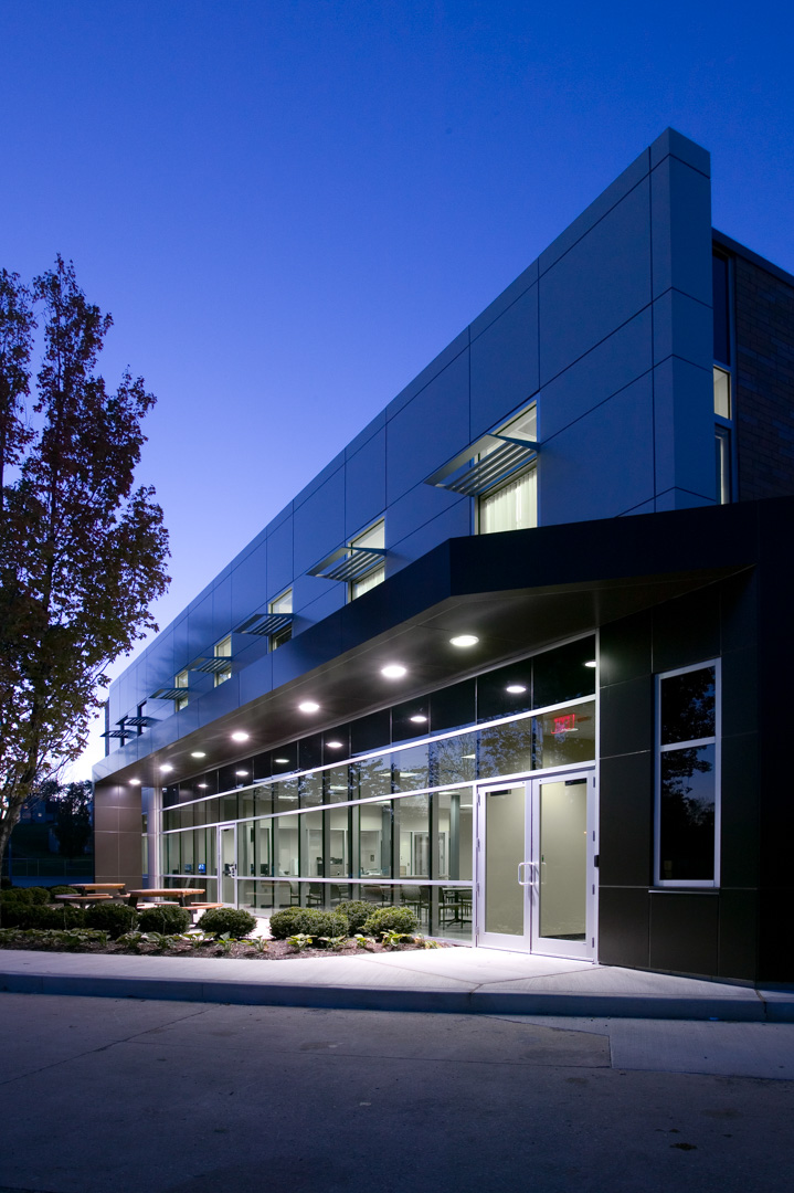 Employee entrance at night