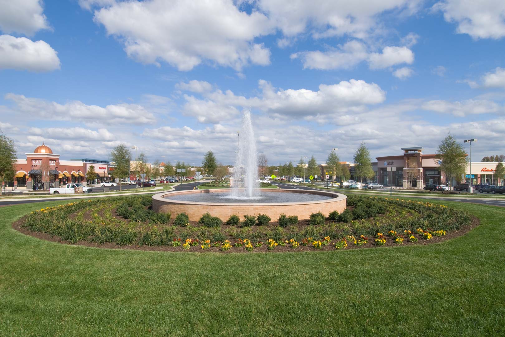 Water feature at entrance to property