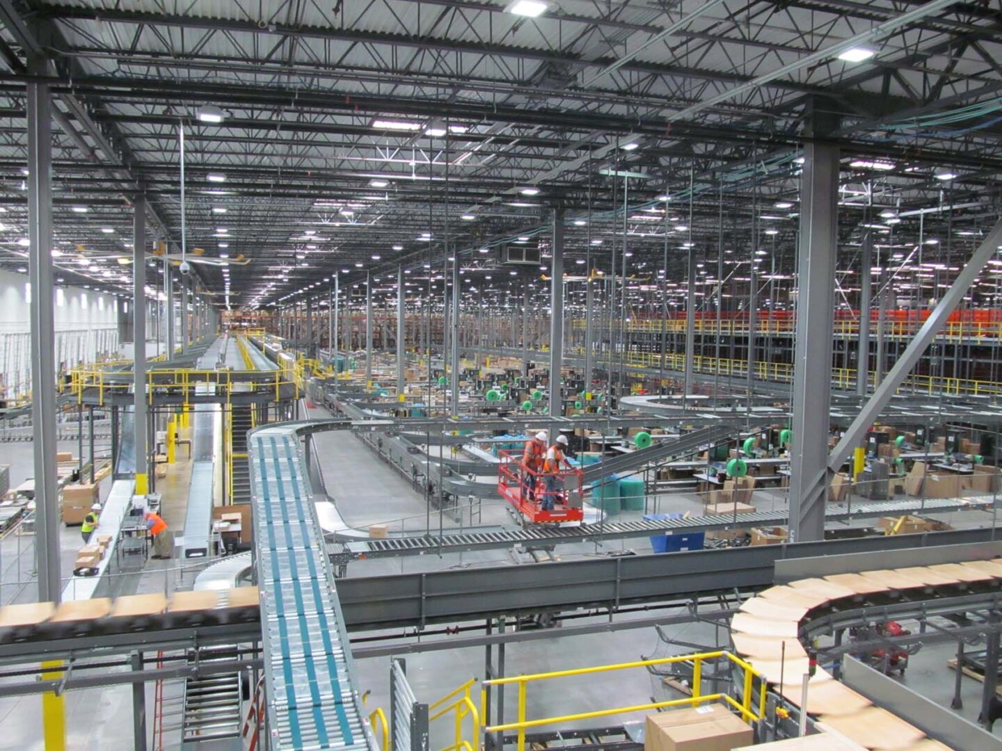 Distribution center interior with equipment