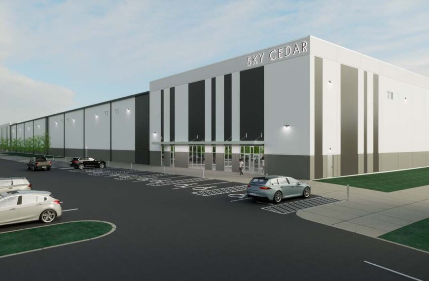 Rendering of a warehouse exterior