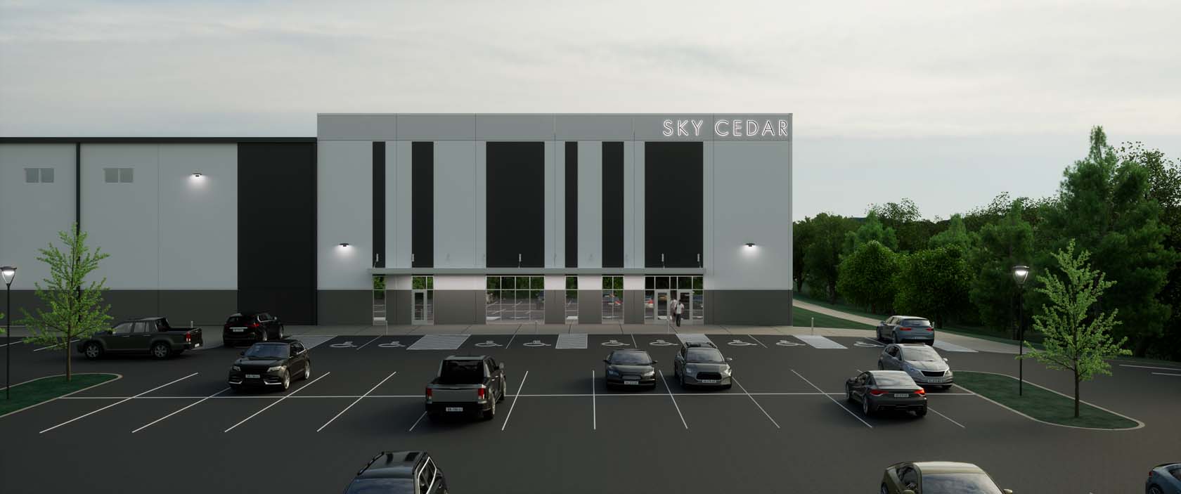 Rendering of a warehouse exterior