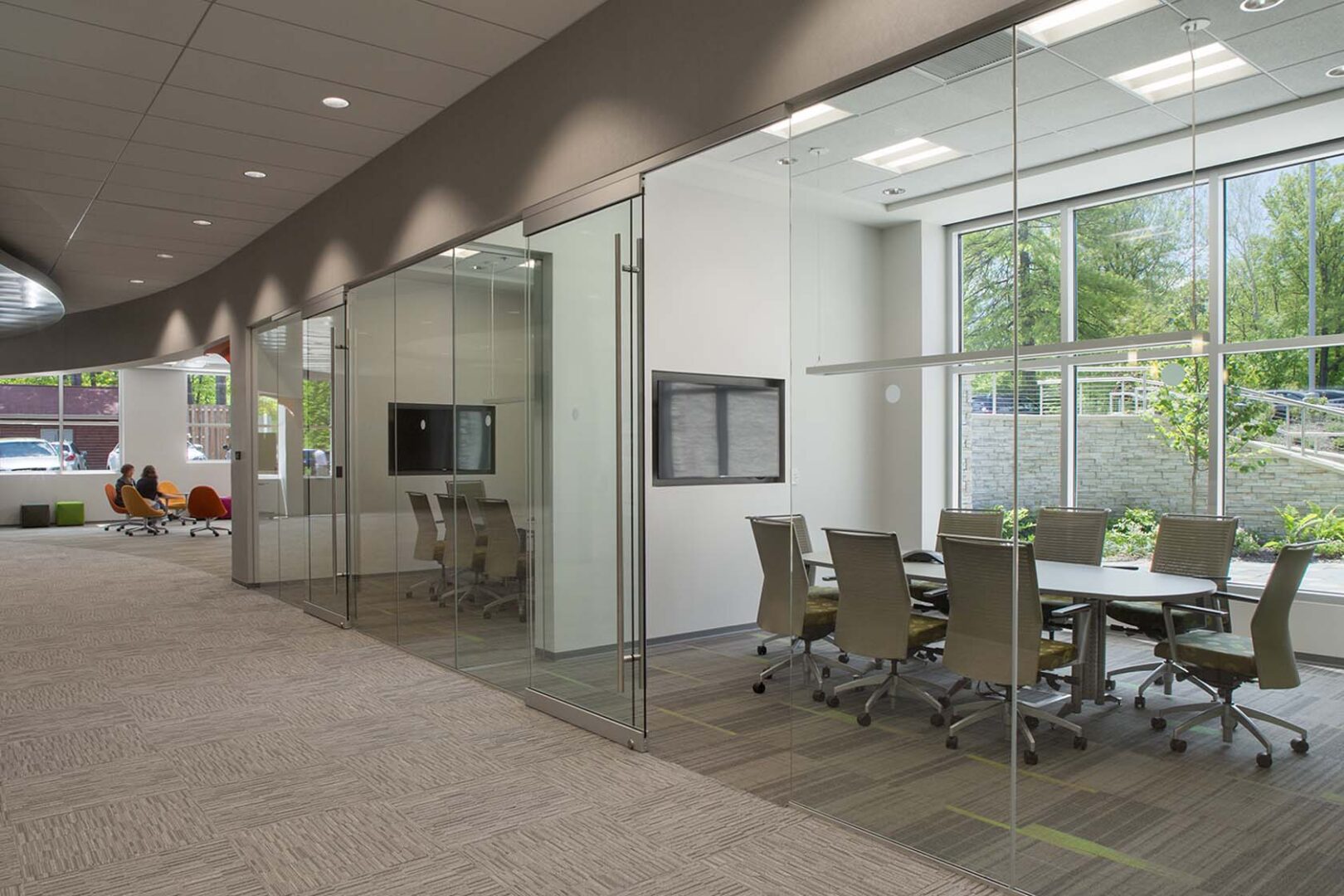 Glass walled conference rooms